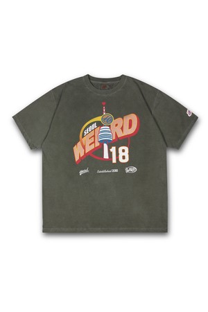 위얼드월드_위얼드 타워 피그먼트 티셔츠_KHAKI