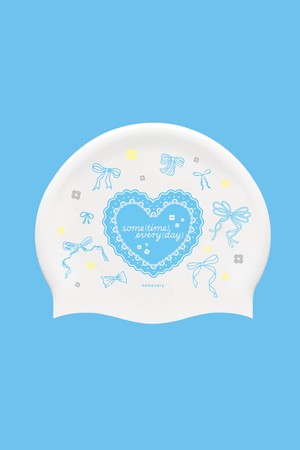 [썸베리] 리본 하트 실리콘 수모 - 블루(화이트)_BLUE-a