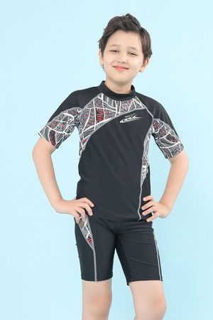 제테스 남아동 반팔 래쉬가드 세트 블랙 B_1O724X_BLACK-a