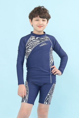 제테스 남아동 긴팔 래쉬가드 세트 네이비지브라 B1O735X_NAVY-a