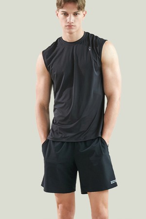 제테스 멀티 기능성 워터 쿨링 4부 스판 보드숏 비치 반바지 M_3A461_BLACK-a