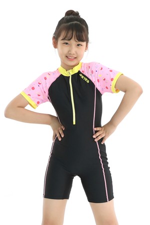제테스 여아 올인원 집업 반팔 3부 수영복 캔디핑크 G_2i363X