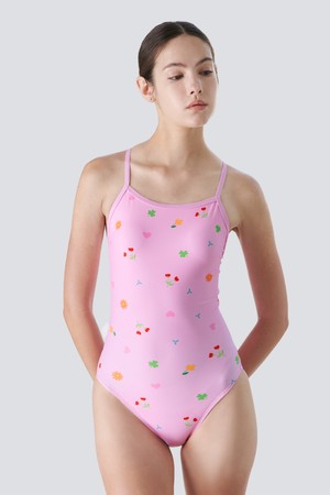 제테스 여성 파워쉴드 크로스 딥 티어드롭백 원피스 수영복 CLOVER PINK L9A6058X