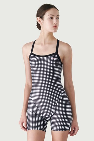 제테스 여성 소프트쉴드 X백 3부 실내수영복 CHECK BLACK L9A6304X