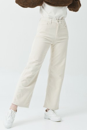 25FW 코듀로이 면 스판 키 포켓 일자 핏 허리 스판 아이보리 팬츠_IVORY-a