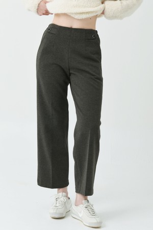 25FW 허리 밴딩 헤링본 모직 기모 챠콜 그레이 일자 8부 팬츠_GREY-a