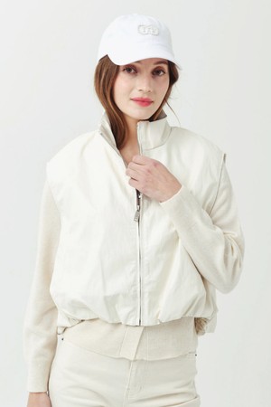 26SS 밴딩 펌킨 크롭 크림 아이보리 레쟈 베스트-a