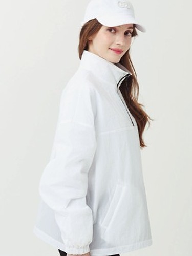 26SS 하프집 경량 플 오버형 오버핏 화이트 바람막이-a
