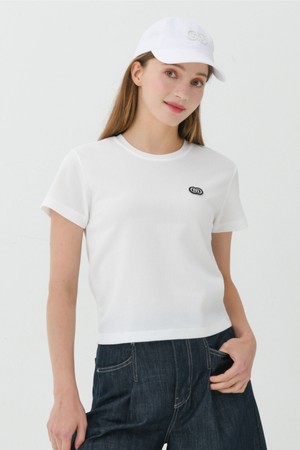 26SS 심플 라운드 넥 크롭 화이트 반팔 티셔츠_WHITE-a