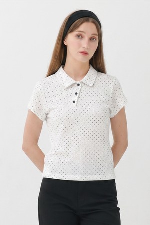 26SS 클래식 도트 카라 피케 화이트 반팔 티셔츠_WHITE-a