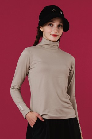 26FW 기능성 웜 스판 모크 넥 코코아 베이지 티셔츠_BEIGE-a