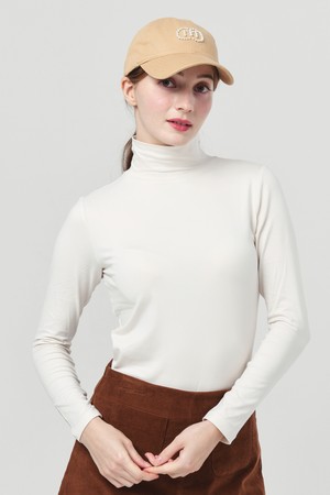 26FW 기능성 웜 스판 모크 넥 크림 베이지 티셔츠_BEIGE-a