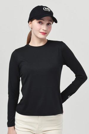 26FW 기능성 웜 스판 라운드 블랙 티셔츠_BLACK-a