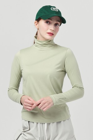 26FW 기능성 웜 스판 모크 넥 소프트 그린 티셔츠_GREEN-a