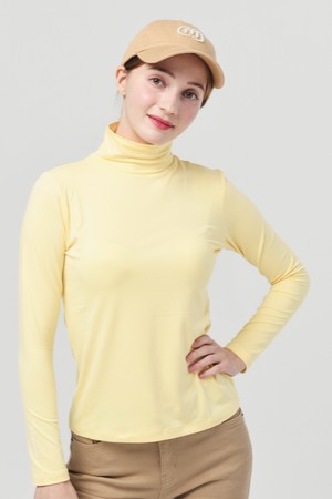 26FW 기능성 웜 스판 모크 넥 프리티 옐로우 티셔츠_YELLOW-a