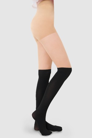 테크스킨 투톤 니하이 스타킹