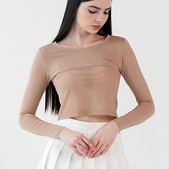 테크스킨 여성용 쿨 크롭 이너웨어 (스킨/화이트)-a