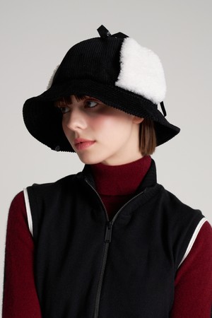 테크스킨 코듀로이 이어머프 버킷햇 블랙_BLACK-a