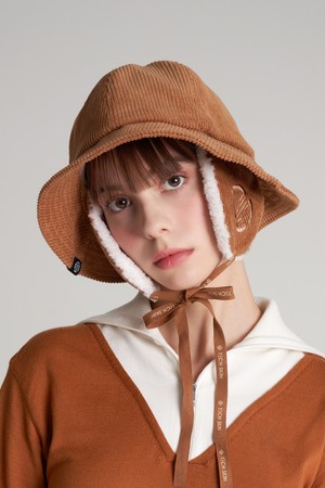 테크스킨 코듀로이 이어머프 버킷햇 모카_BROWN-a