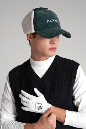 테크스킨 남성 코듀로이 이어플랩 볼캡 그린_GREEN-a