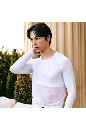 테크스킨 남성 하프메쉬 이너웨어 쿨티셔츠 (스킨/화이트)_WHITE-a