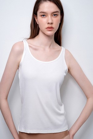 호라호 비스코스 베이직 슬리브리스 탱크탑_WHITE-a