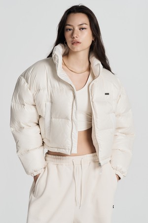 우먼스 글로시 크롭 푸퍼 (Bone)_BROWN-a