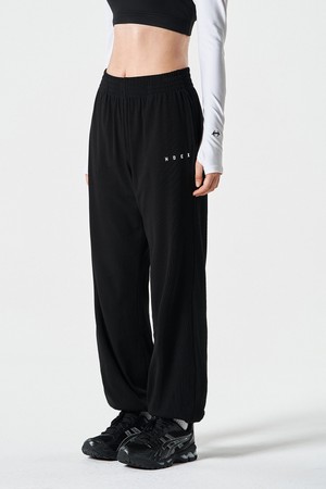 리브드 플레인 조거 팬츠 (Black)_BLACK-a