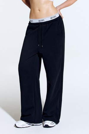 밴딩 리트릿 더블 레이어 스웨트 팬츠 (Black)_BLACK-a