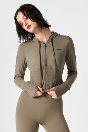 우먼스 서플 코르셋 후디 집업 (Taupe)_GREY-a