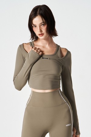 우먼스 서플 레이어드 롱 슬리브 (Taupe)_GREY-a