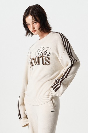 우먼스 니트 스웨트 셔츠 (Ivory)_IVORY-a