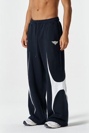 윙드 로고 컬러 블럭 스웨트 팬츠 (Navy)_NAVY-a