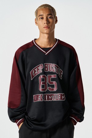 컬러 블럭 저지 롱 슬리브 (Black)_BLACK-a