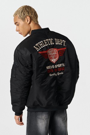 윙드 로고 봄버 자켓 (Black)_BLACK-a