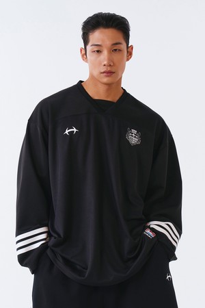 믹스드 매쉬 럭비 롱 슬리브 (Black)-a