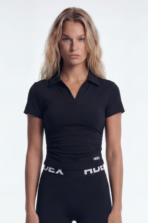 이지 스컬프 피케 숏 슬리브 W (Black)_BLACK-a