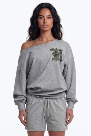 카모 오프숄더 스웨트 셔츠 (Melange Gray)_GREY-a