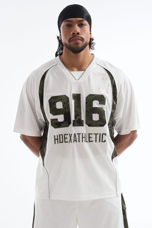 카모 916 블럭 매쉬 숏 슬리브 (White)_WHITE-a