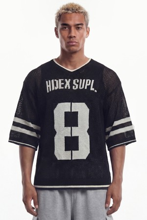 넘버8 피쉬네트 럭비 니트 (Black)_BLACK-a