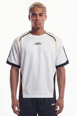 웨이브 컬러 블럭 숏 슬리브 (White)_WHITE-a