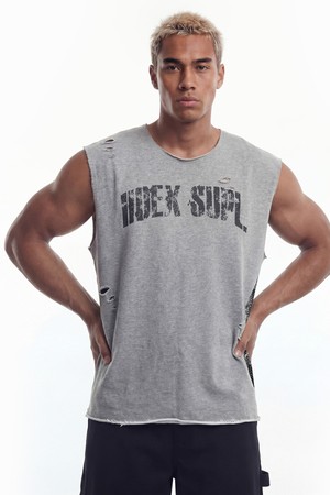 넘버8 컷오프 데미지 슬리브리스 (Melange Gray)_GREY-a