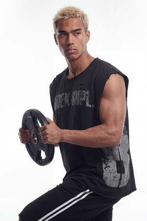 넘버8 컷오프 데미지 슬리브리스 (Black)_BLACK-a