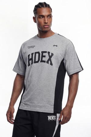 사이드 컬러 블럭 숏 슬리브 (Melange Gray)_GREY-a