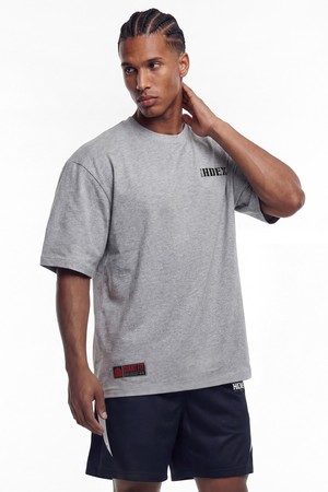 코어 스몰 로고 자이언트핏 숏 슬리브 (Melange Gray)_GREY-a