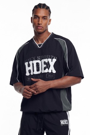 리버스 더블 레이어 하프 저지 숏 슬리브 (Black)_BLACK-a