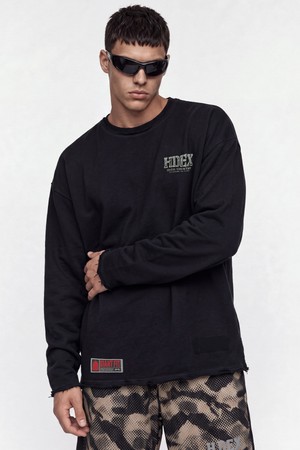 코어 자이언트핏 컷 오프 스웨트 셔츠 (Black)_BLACK-a
