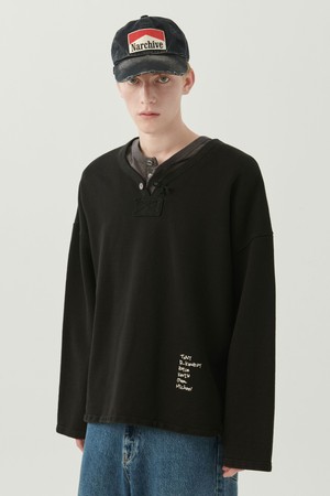 바시티 에라 헤비 웨이트 워시드 코튼 스웨트 셔츠 블랙