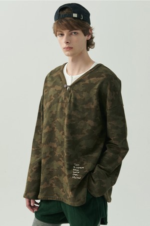 바시티 에라 헤비 웨이트 카모플라주 코튼 스웨트 셔츠 카모