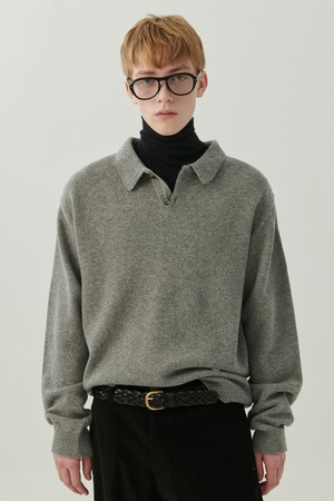 헤리티지 폴로 울 니트 그레이